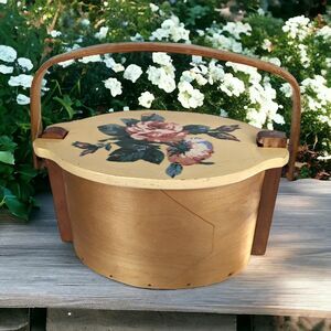Vintage Putney Basketville Floral Basket: Hand-Painted Cottagecore Storage
